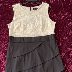 Formal MIDI Dress Pearl Neck-Ivory/Black- Size 18